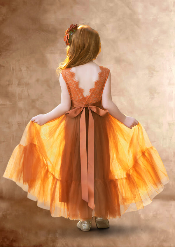 Burnt Orange Flower Girl Dresses
