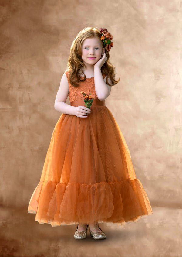 Burnt Orange Flower Girl Dresses