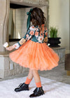 girls peach floral twirl dress