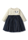 Long Sleeve Panda Tutu Dress in Black Cream