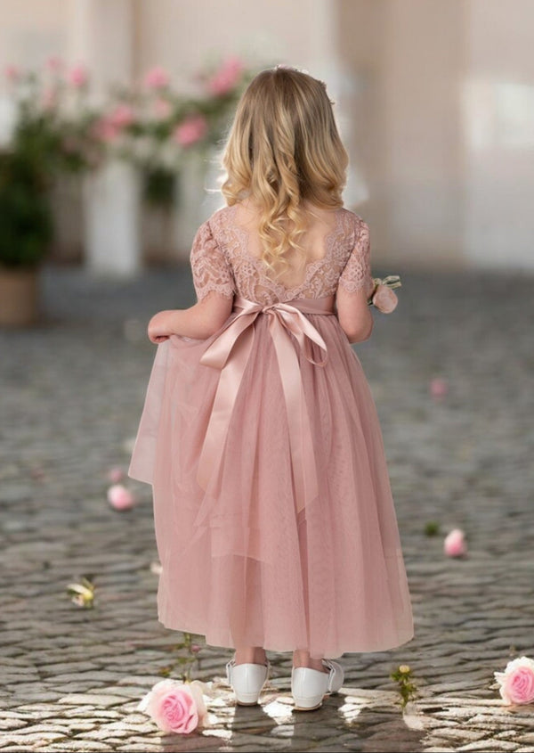 Dusty mauve flower girl dresses