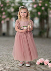 Short Sleeve Mauve Special Occasion Flower Girl Dress