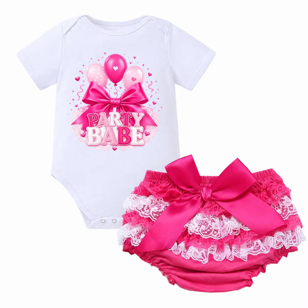 Hot Pink Party Baby 1st Birthday Onesie & Bloomer Set