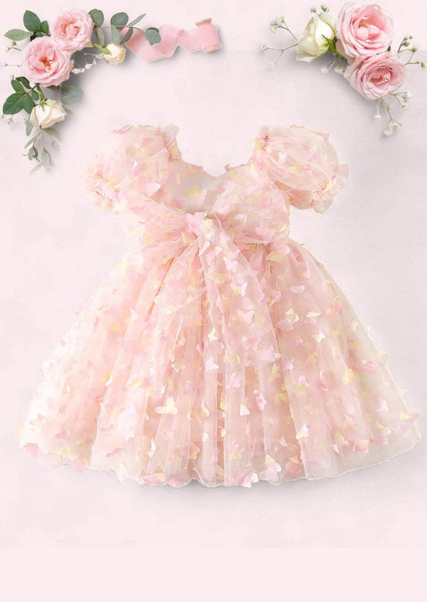 Fancy Peach Butterfly Baby Toddler Girls Whimsy Celebration Party Dress