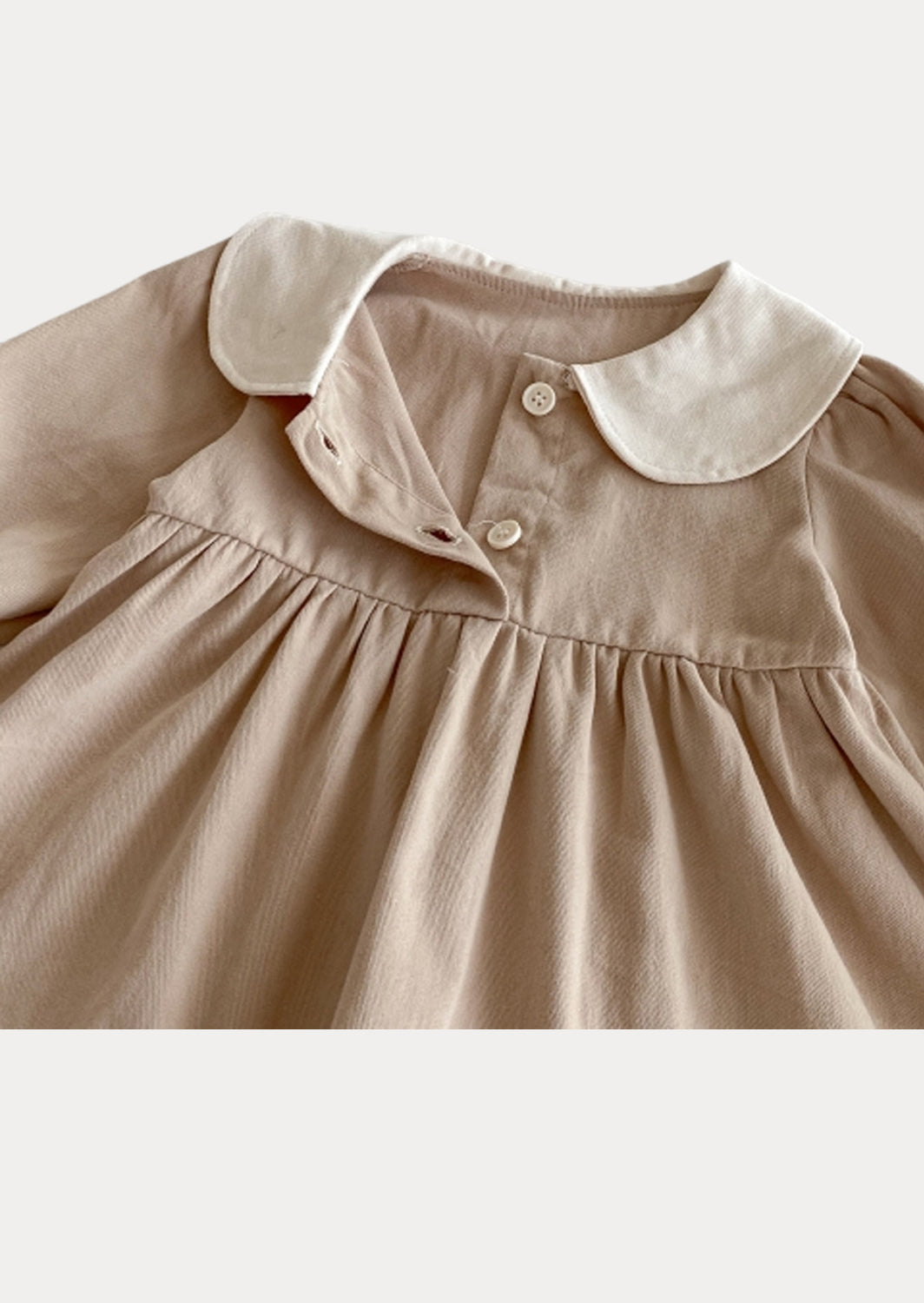 Kate Long Sleeve Cotton Dress in Khaki