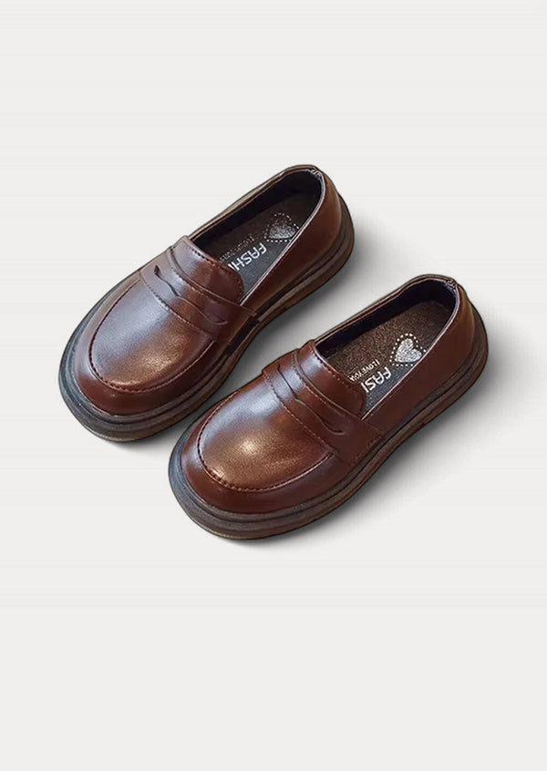Charlotte Loafers in Brown| Girls Penny Loafer Shoes | Girls Flats