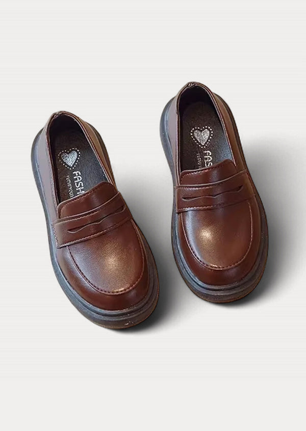Charlotte Loafers in Brown| Girls Penny Loafer Shoes | Girls Flats