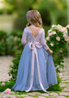 Periwinkle flower girl dresses with sleeves