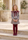 Girls Plaid Skirt & Jacket Set in Burgundy | Girls Fall Clothing