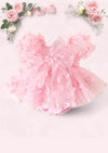 Zaya Solid Pink Butterflies Romper