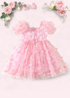 Zaya Solid Pink Butterflies Party Dress