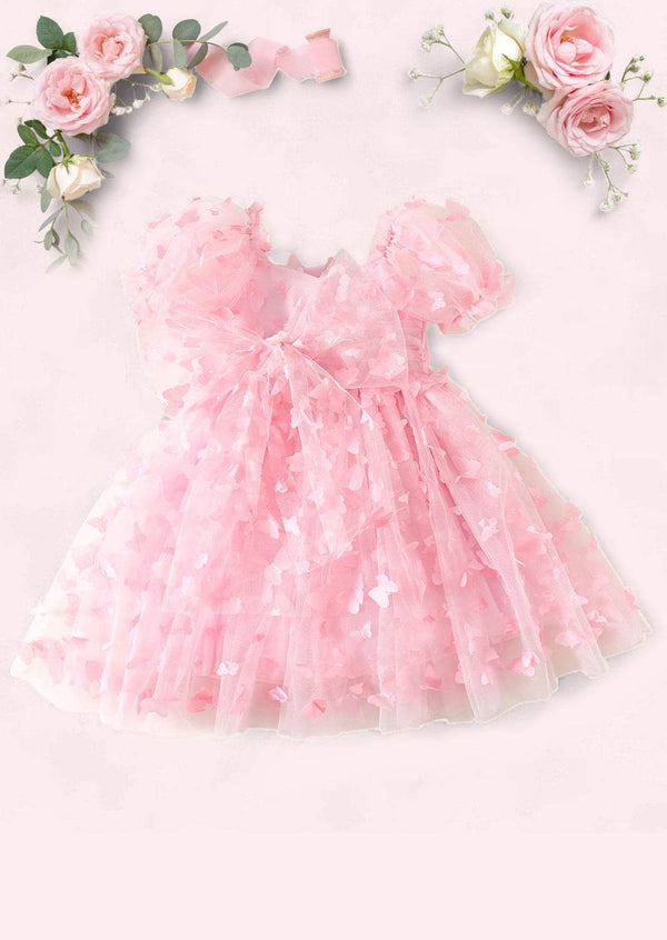 Fancy Pink Butterfly Toddler Girl Birthday Party & Child Portrait Dress