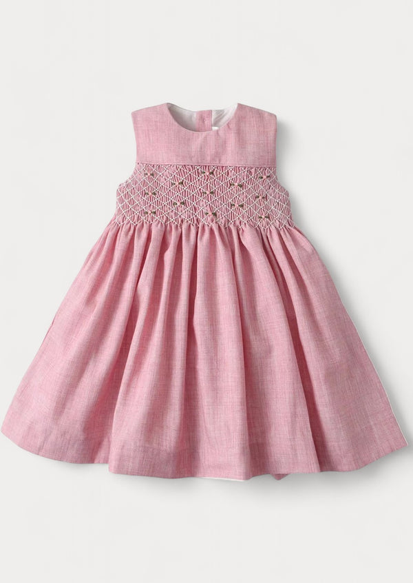 toddler pink smocked christmas dress