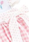 Pink Check Embroidered Birthday Romper