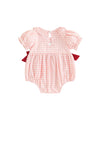 Baseballs & Bows Check Romper || Pink