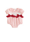 Baseballs & Bows Check Romper || Pink