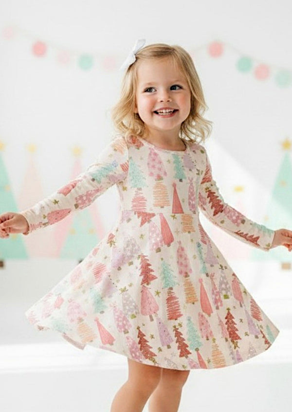 Girls Pink Winter Wishes Christmas Twirl Dress - Twirl Dresses