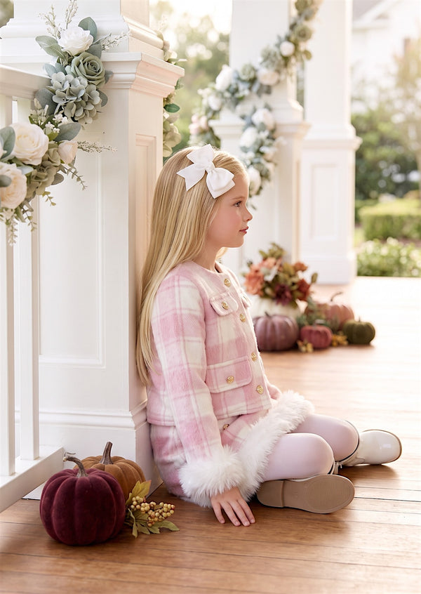 Pink Bliss Paris Rose Plaid Skirt Set | Girls Fall Clothes & Outfits
