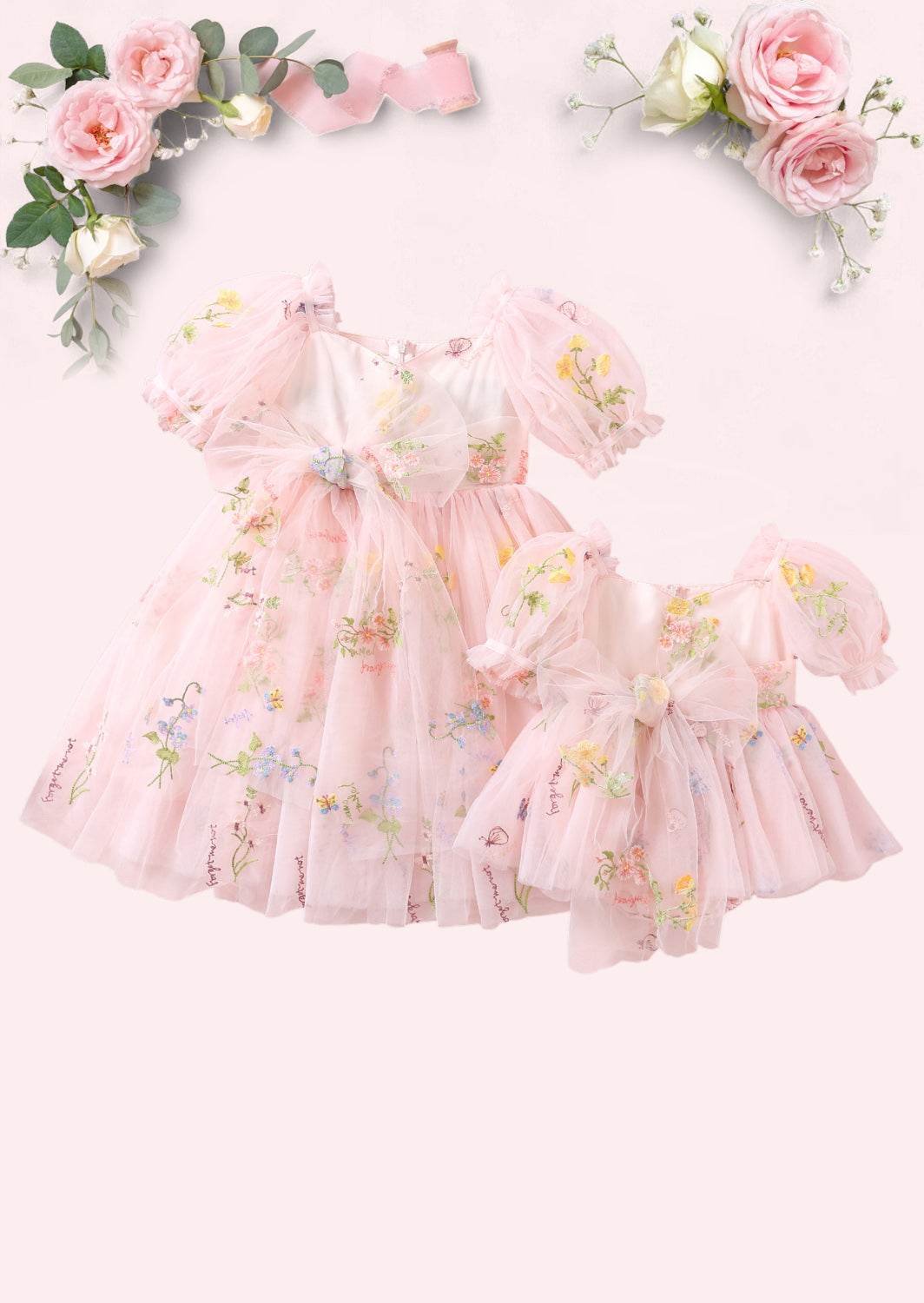 Enchanted Floral Party Dress in Pink