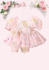 Enchanted Floral Baby Girl Romper in Pink