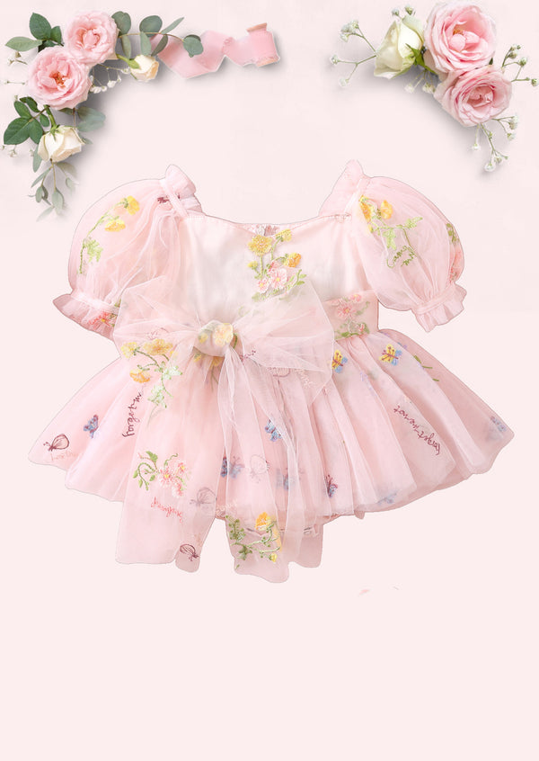 Enchanted Floral Baby Girl Romper in Pink