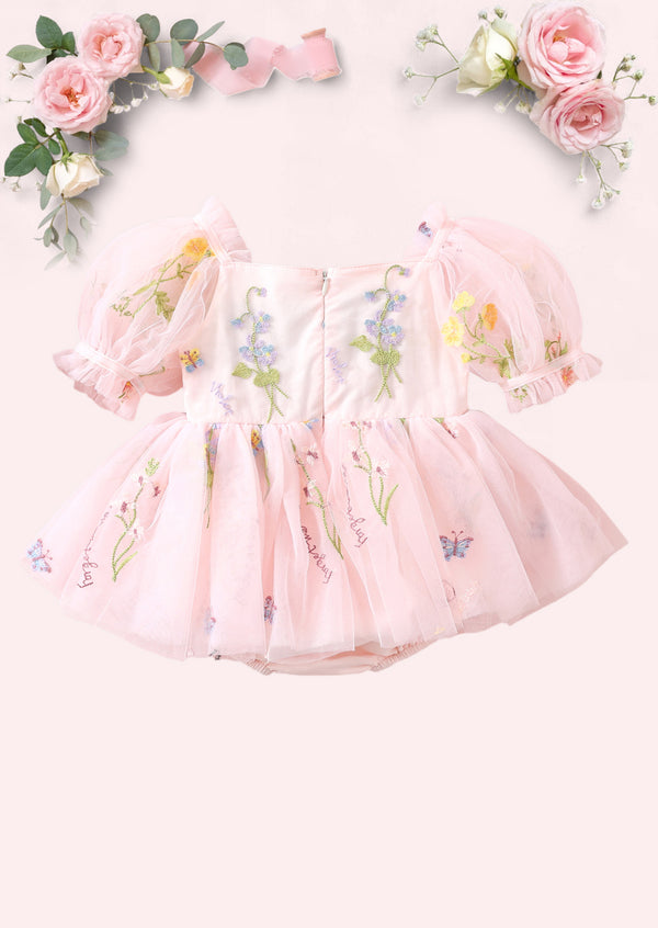 Enchanted Floral Baby Girl Romper in Pink