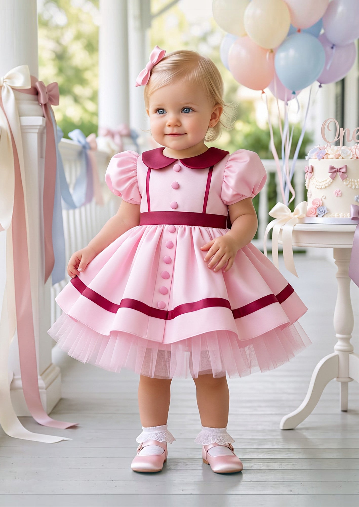 Pink Mouse Baby Girl 1st Birthday Dress | Cake Smash Girl