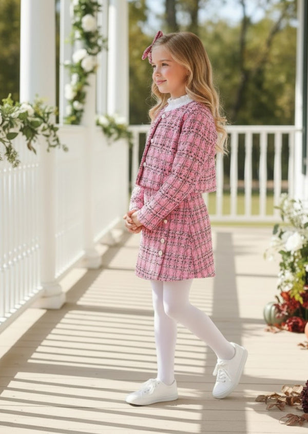 Plaid Princess Pink Tweed Set - Girls Fall & Winter Clothes & Outfits