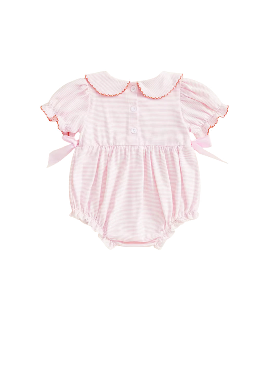 Thanksgiving Pumpkins Smocked Romper || Light Pink Orange