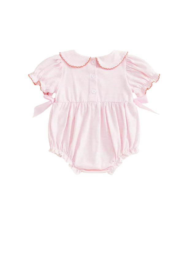Thanksgiving Pumpkins Smocked Romper || Light Pink Orange