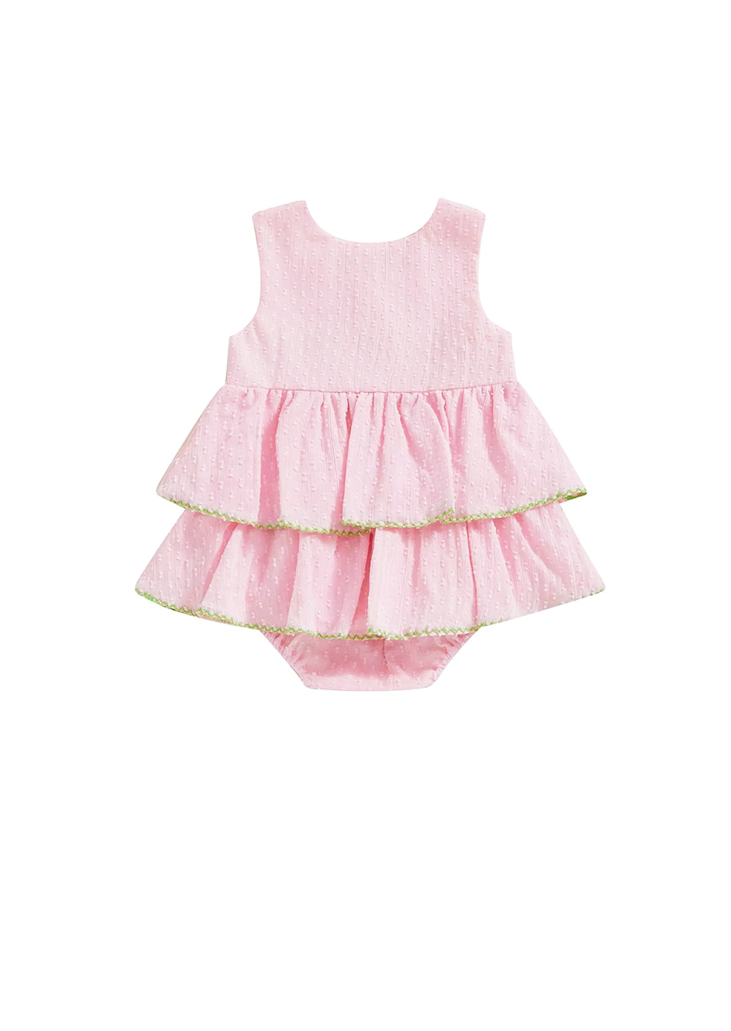 Pink Watermelon Embroidered Ruffle Romper