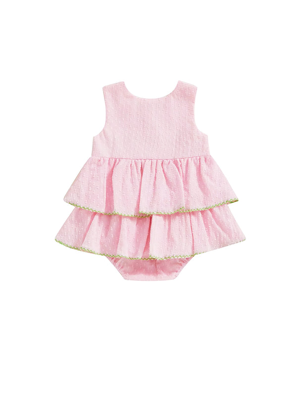 Pink Watermelon Embroidered Ruffle Romper