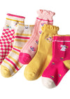 Hot Pink Yellow Girls Ankle Socks Collection