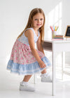 Pink Blue Peony Mixed Print Twirl Dress