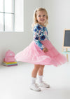 Girls Pink & Blue Whimsey Floral Twirl Dress - Twirl Dresses