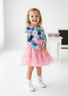Girls Pink & Blue Whimsey Floral Twirl Dress - Twirl Dresses