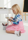 Girls Pink & Blue Whimsey Floral Twirl Dress - Twirl Dresses