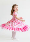 Pink Bows Girls Twirl Dress
