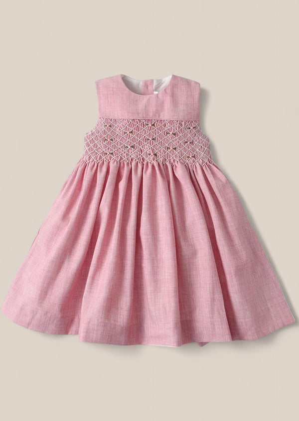 toddler pink smocked Christmas dress