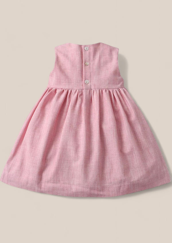 Pink Chambray Smocked Dress