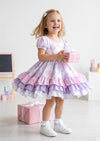 Girls Pink Lavender Pastel Balloons Birthday Twirl Dress