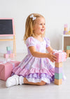 Girls Pink Lavender Pastel Balloons Birthday Twirl Dress