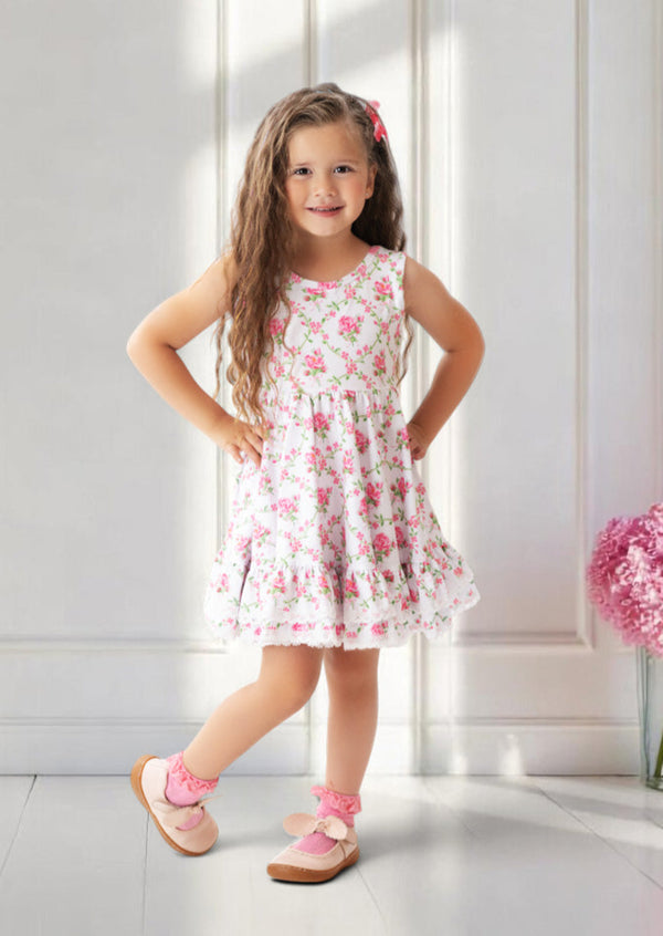 toddler girls pink floral print twirl dress