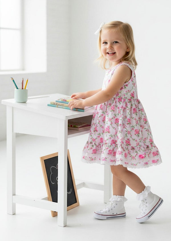 Toddler Girl Pink Rose Blossom Twirl Dress - Twirl dresses