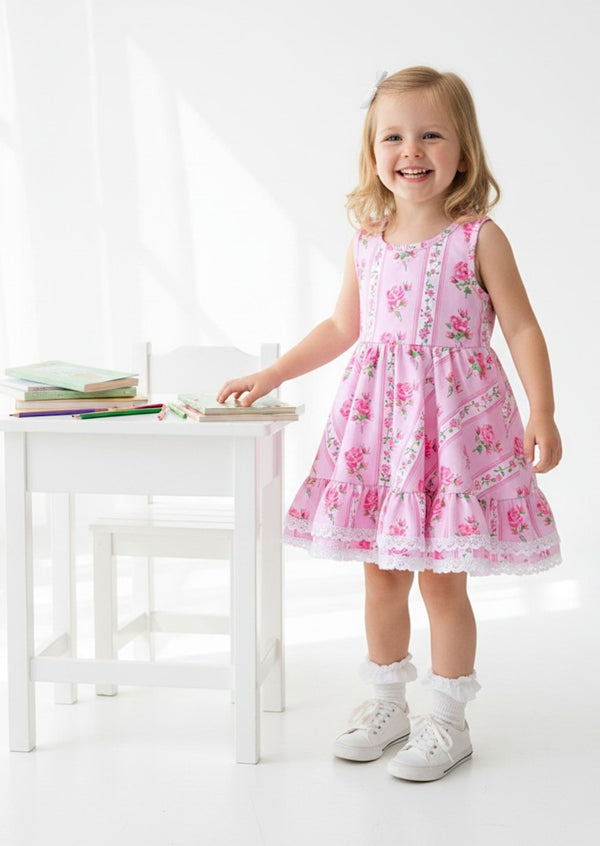 Toddler Pink Rose Twirl Dress - Twirl Dresses