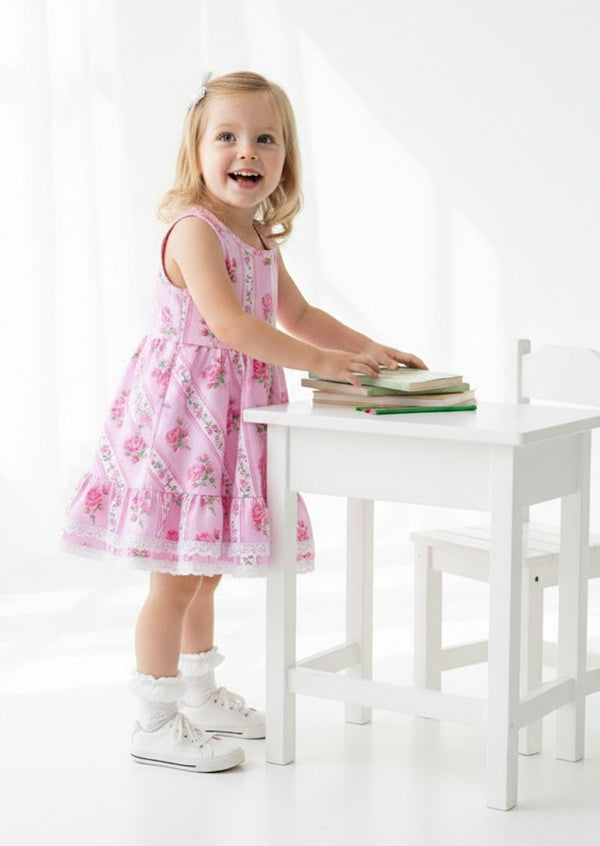 Toddler Pink Rose Twirl Dress - Twirl Dresses