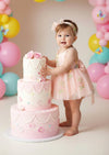 Pink Embroidered Baby Romper Cake Smash & First Birthday