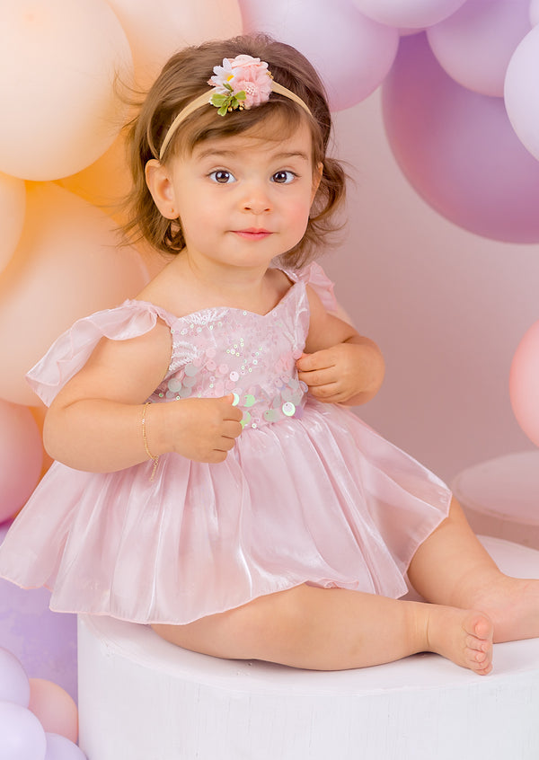 Whimsy Sequin Romper in Pink