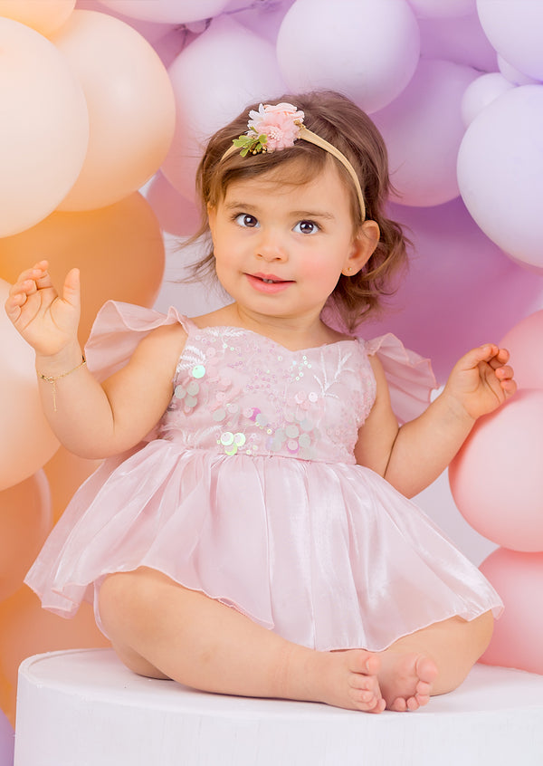 Whimsy Sequin Romper in Pink