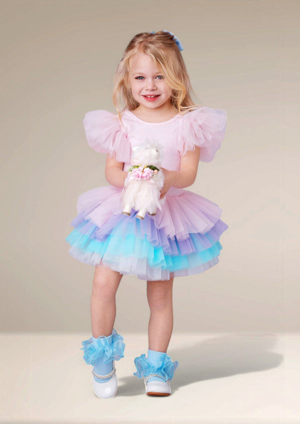 Pink rainbow girls tutu dress